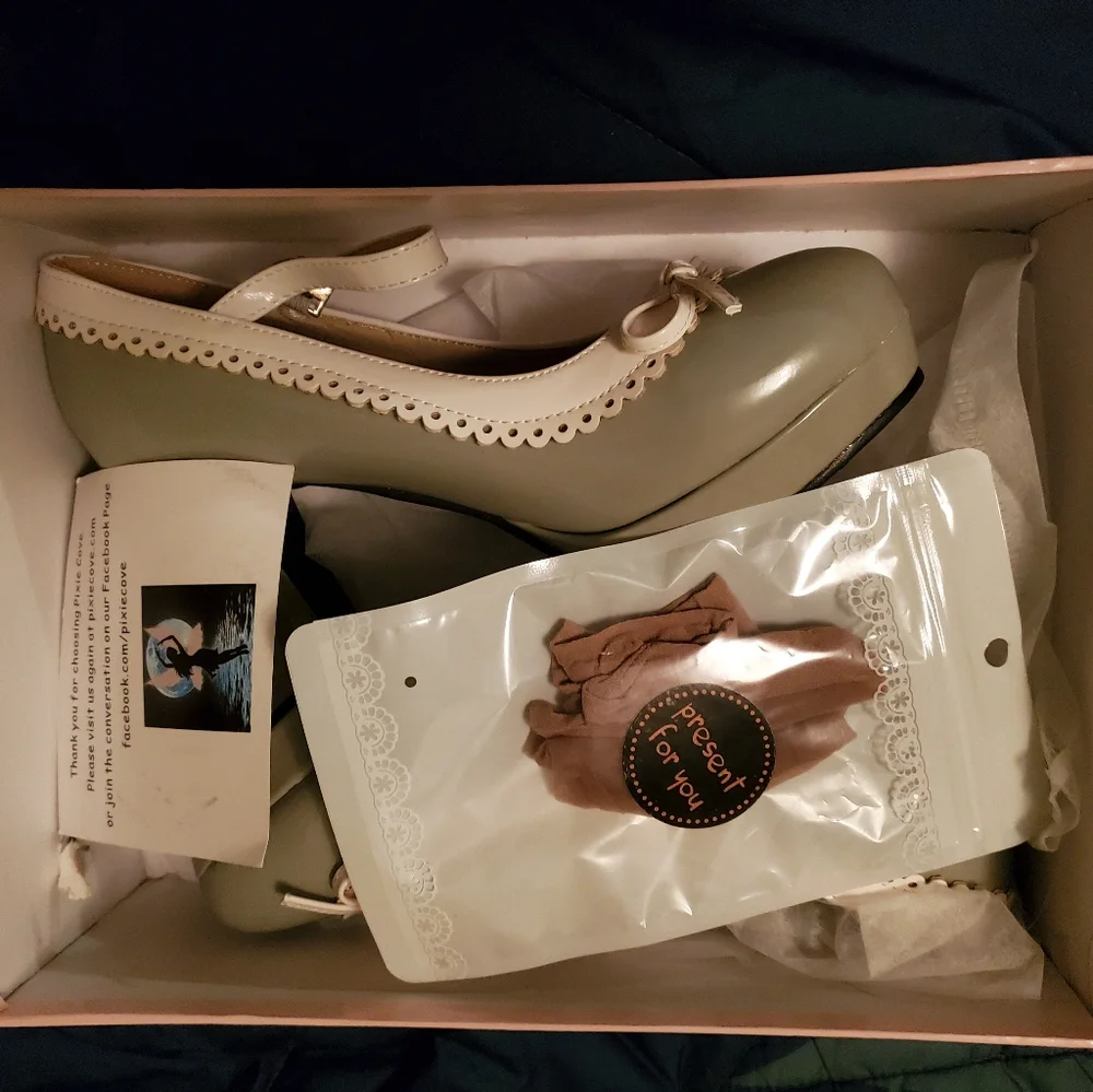 Pixie Cove Shona Mary Jane Heel sz 39 Gray - Picture 6 of 7